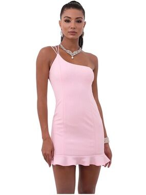 Lucy in the Sky Embry Shoulder Ruffle Dress in pink sz L